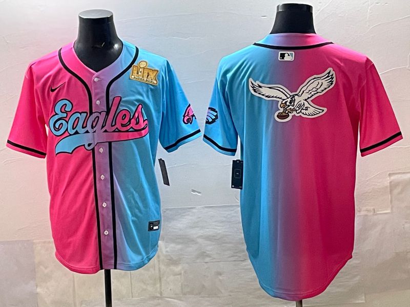 Men 2025 Philadelphia Eagles Blank Blue pink Nike Limited NFL Jersey style 013->philadelphia eagles->NFL Jersey